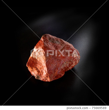 Raw red feldspar mineral nugget from Tian Shan mountains isolated on black background. For geology mineralogy magazines websites article, Natural Science museum wall charts and posters etc Raw red feldspar mineral nugget from Tian Shan mountains isolated on black background. For geology mineralogy magazines websites article, Natural Science museum wall charts and posters etc 75669589