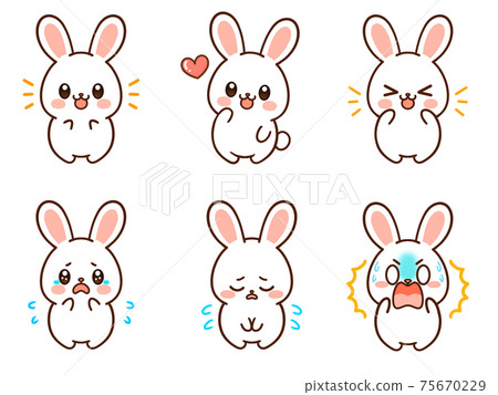 Rabbit pose various illustration material set Rabbit pose various illustration material set 75670229