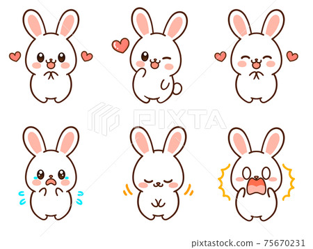 Rabbit pose various illustration material set 3 75670231