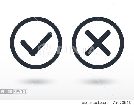 Confirm and deny flat icon. Vector logo for web design, mobile and infographics Confirm and deny flat icon. Vector logo for web design, mobile and infographics 75670648