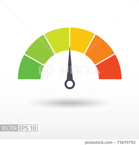 Speedometer flat icon. Sign colorful speedometer. Vector logo for web design, mobile and infographics Speedometer flat icon. Sign colorful speedometer. Vector logo for web design, mobile and infographics 75670792