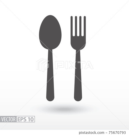 Fork and spoon - flat icon. Sign Food 75670793