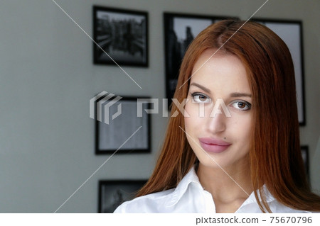 Beautiful girl indoors portrait Beautiful girl indoors portrait 75670796