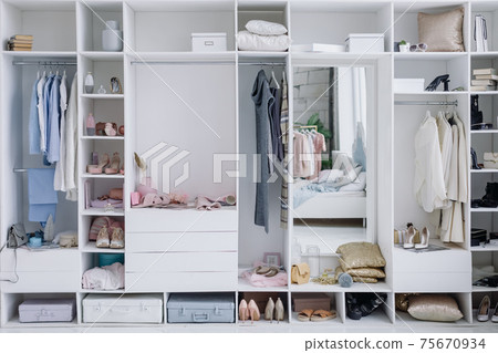 Modern beautiful dressing room with a variety of things Modern beautiful dressing room with a variety of things 75670934