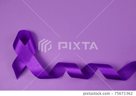 Purple day. World epilepsy day. Purple ribbon on purple background Purple day. World epilepsy day. Purple ribbon on purple background 75671362