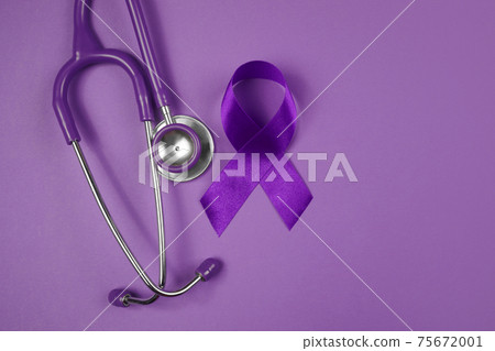 Purple day. World epilepsy day. Purple ribbon on purple background Purple day. World epilepsy day. Purple ribbon on purple background 75672001