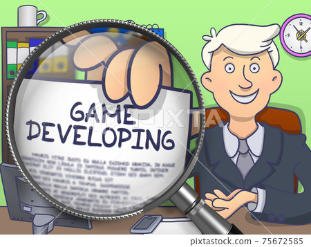 Game Developing through Magnifier. Doodle Design. 75672585
