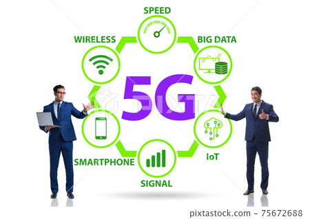Concept of 5g fast networks with businessman 75672688