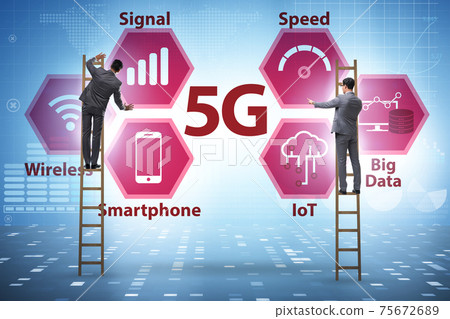 Concept of 5g fast networks with businessman 75672689