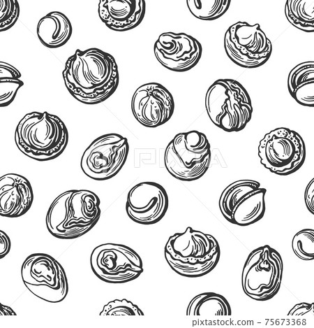 Shea nut seamless pattern. Vector hand drawn print - Stock Illustration ...