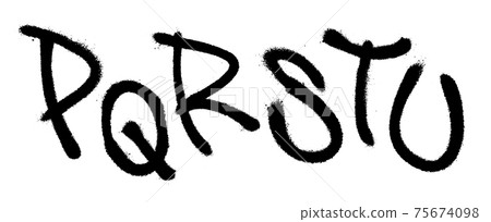 Graffiti spray font alphabet. Part 4. Vector illustration Graffiti spray font alphabet. Part 4. Vector illustration 75674098