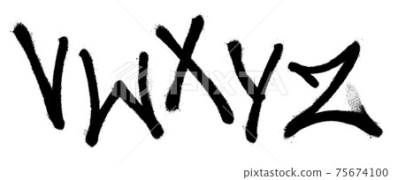 Graffiti spray font alphabet. Part 5. Vector illustration 75674100
