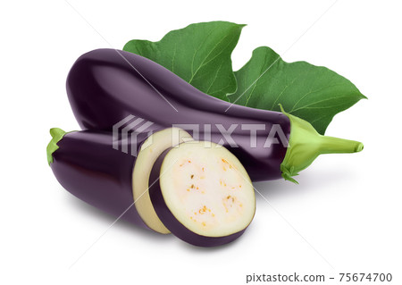 Eggplant or aubergine isolated on white background with clipping path and full depth of field Eggplant or aubergine isolated on white background with clipping path and full depth of field 75674700