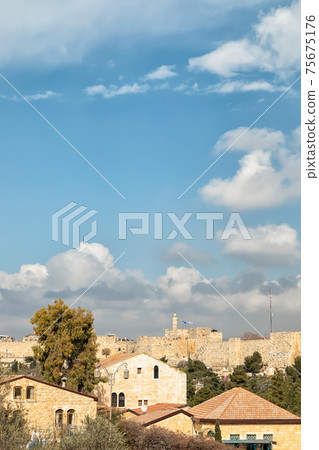 Jerusalem Old City seen from Yemin Moshe 75675176
