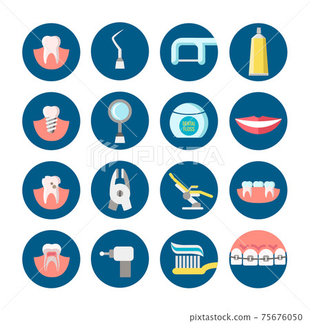 Dental clinic services flat icons - Stock Illustration [75676050] - PIXTA