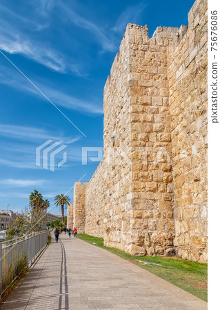 Jerusalem Old City Walls Near the Jaffa Gate 75676086