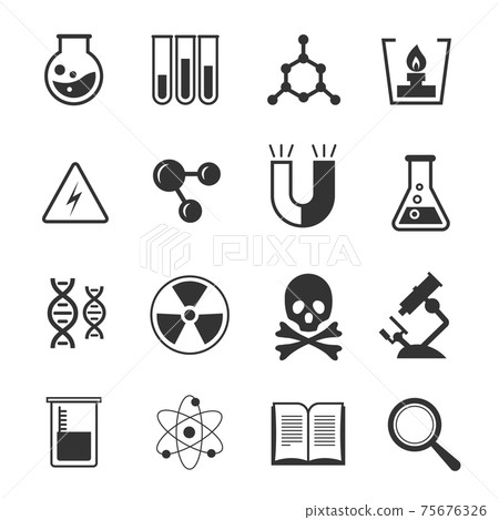 Chemistry icons set 75676326