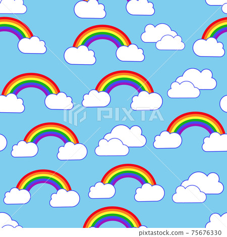 Sky clouds and rainbow seamless pattern Sky clouds and rainbow seamless pattern 75676330