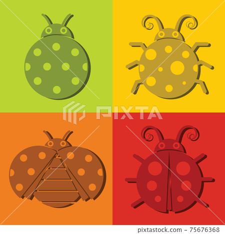 Ladybug icons on color background 75676368