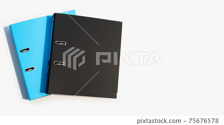 Office folders  on white background. Top view 75676578