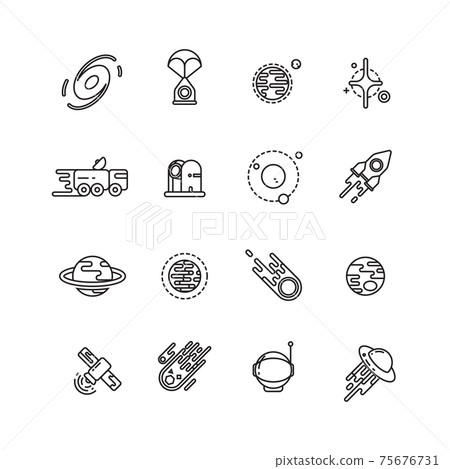 Cosmos, astronomy and astrology space line icons Cosmos, astronomy and astrology space line icons 75676731