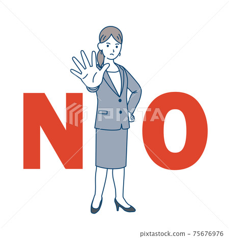 Office worker in suit, female NO, refusal pose,... - Stock Illustration ...