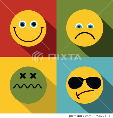 Emoji, emoticons icons in flat style on color background 75677194