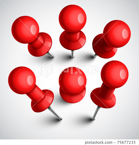Red push pins, thumbtack set Red push pins, thumbtack set 75677235