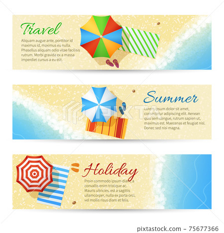 Summer travel banners with sea beach 75677366