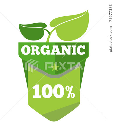 Organic natural eco label with leaves 75677388