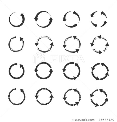 Circle refresh reload rotation loop arrows set 75677529