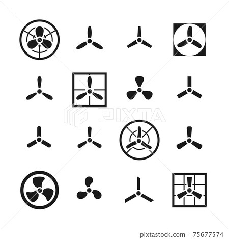 Fans, propellers icons set 75677574