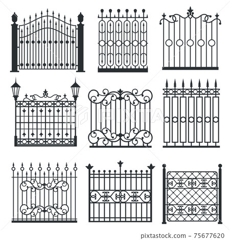 Metal iron gates, grilles, fences set Metal iron gates, grilles, fences set 75677620