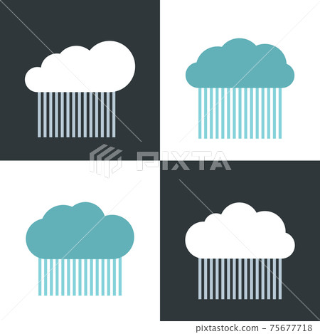 Flat cloud icons with rain on white and dark background Flat cloud icons with rain on white and dark background 75677718
