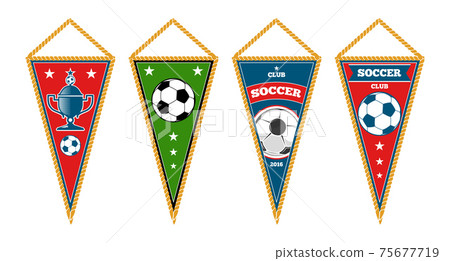 Triangle soccer pennants set isolated white Triangle soccer pennants set isolated white 75677719