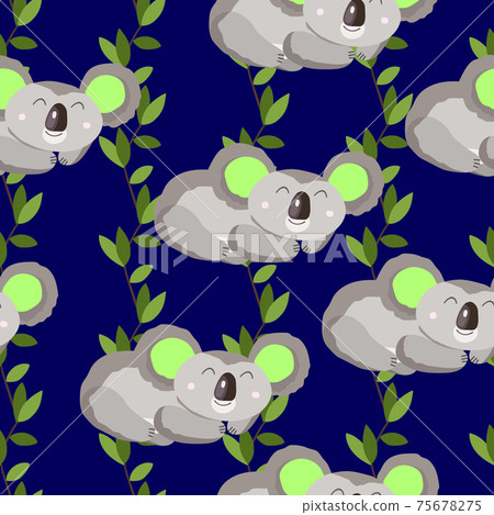 Seamless pattern with cute koala baby and... - Stock Illustration ...