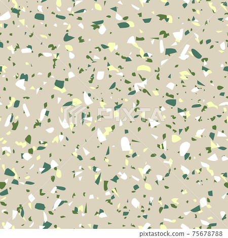 Geometric beige terrazzo seamless pattern. Abstract colourful modern background. Stone fashion design for web and print. Venetian tile, flooring home decor. Chaotic pastel texture. 75678788