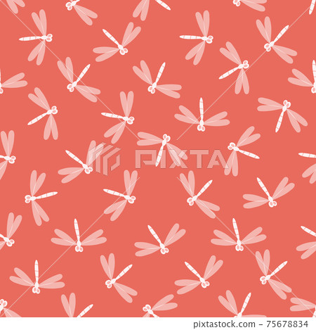Seamless pattern with dragonfly on color background. Romantic vector illustration. Adorable cartoon character. Template design for invitation, cards, textile, fabric. Doodle style. Seamless pattern with dragonfly on color background. Romantic vector illustration. Adorable cartoon character. Template design for invitation, cards, textile, fabric. Doodle style. 75678834