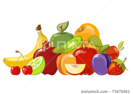 Heap of fruits isolated over white 75678862