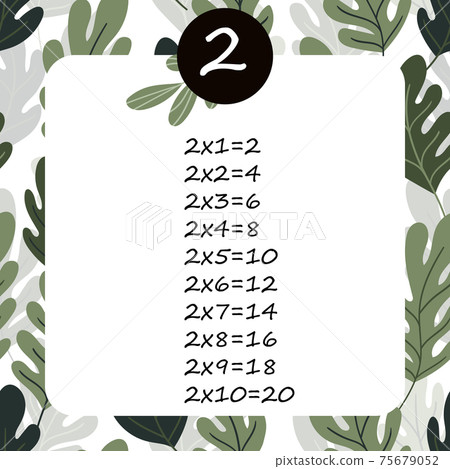 Multiplication Square. School vector illustration with green leaves. Multiplication Table. Poster for kids education. Maths child card. Multiplication Square. School vector illustration with green leaves. Multiplication Table. Poster for kids education. Maths child card. 75679052