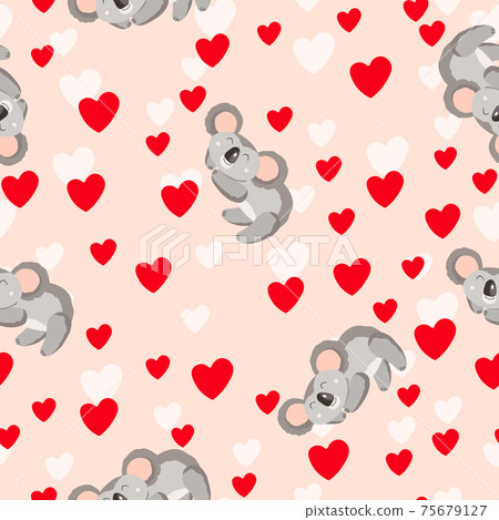 Seamless pattern with cute koala baby and... - Stock Illustration ...