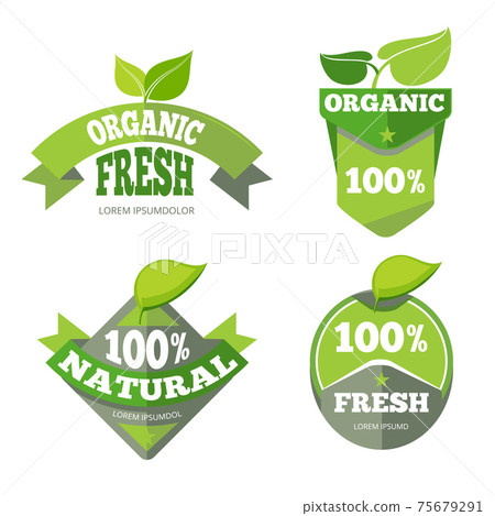 Natural green organic eco labels set - Stock Illustration [75679291 ...