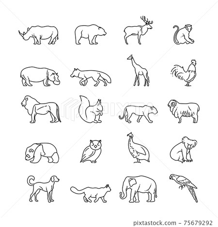 Animals thin line icons Animals thin line icons 75679292