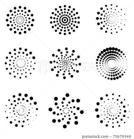 Abstract dotted spirals set Abstract dotted spirals set 75679349