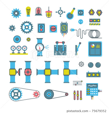 Machinery parts flat icons Machinery parts flat icons 75679352