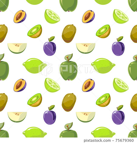 Green and blue fruits seamless pattern over white background Green and blue fruits seamless pattern over white background 75679360