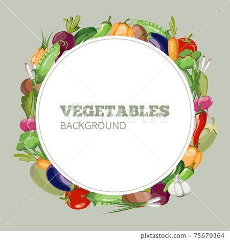 Eco food menu with cartoon vegetables. emblem for organic shop healthy or vegetarian cafe Eco food menu with cartoon vegetables. emblem for organic shop healthy or vegetarian cafe 75679364