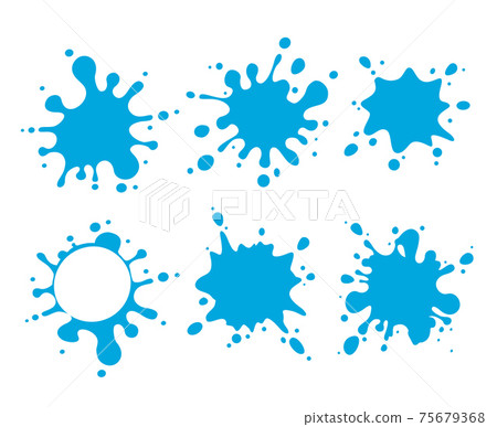 Set of blue water splashes isolated over white Set of blue water splashes isolated over white 75679368