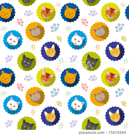Cute cats seamless pattern 75679369