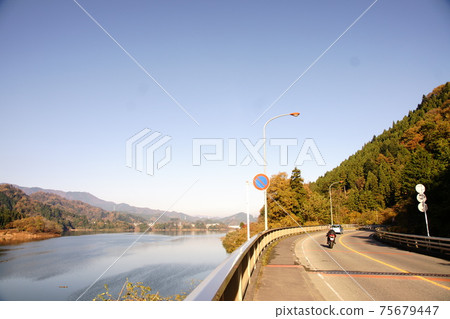 Scenery of autumn leaves of Lake Miyagase, Kanagawa Prefecture Scenery of autumn leaves of Lake Miyagase, Kanagawa Prefecture 75679447